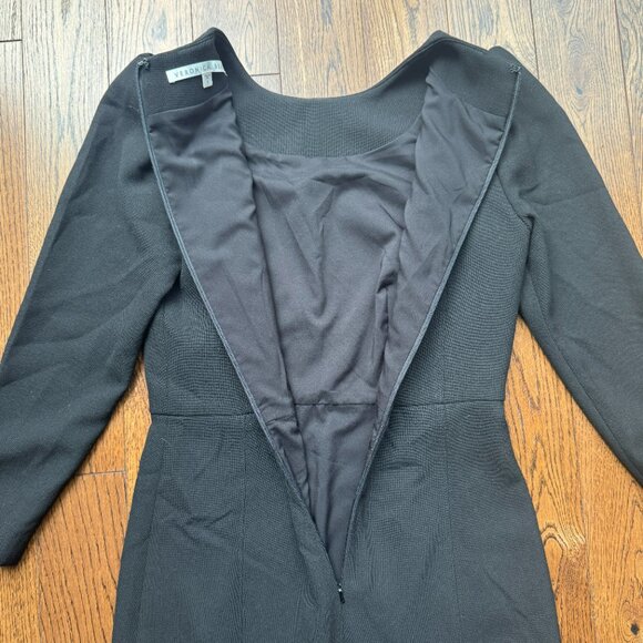 Veronica Beard Black Geoff Puff Shoulder Midi Dress Size 2 Made in USA MSRP $595 - Picture 13 of 13